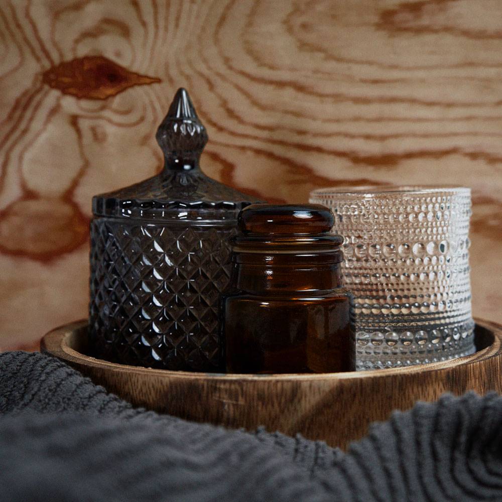 9479 30cl Grey Geo Candle Glass