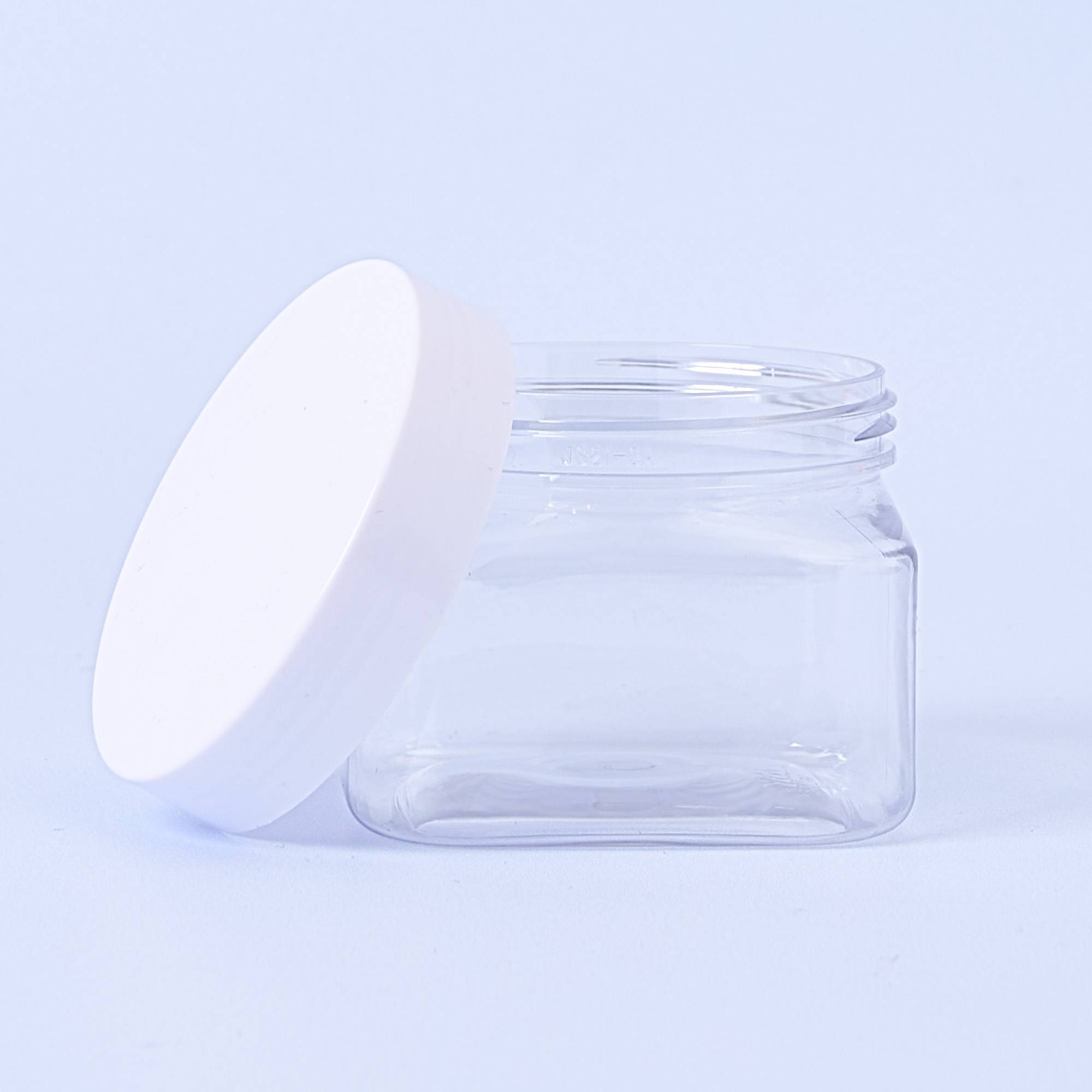 9989 150ml Square PET Container & White Lid - Box of 6