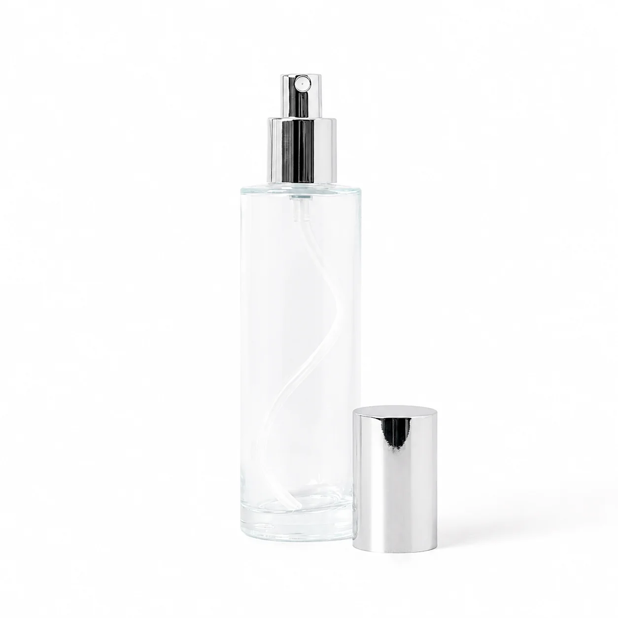 100ml Clear Glass Bottle with Silver Pump & Lid 100ml Clear Glass Bottle with Silver Pump & Lid