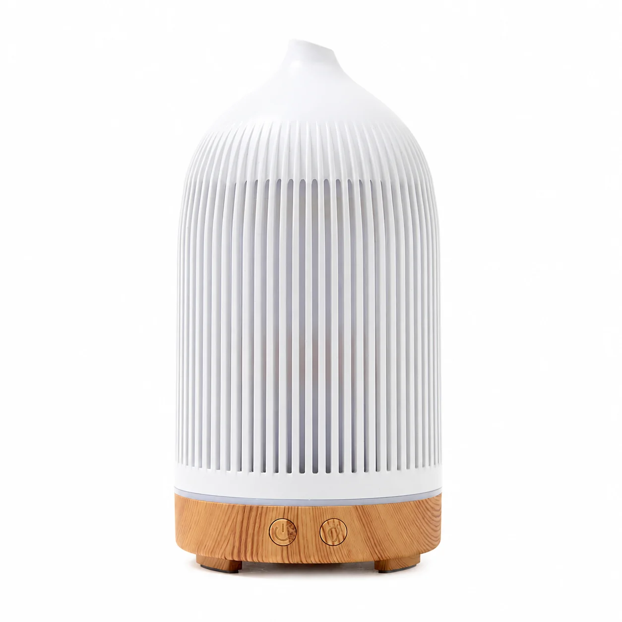 White Plastic Ribbed Electric Aroma Diffuser with Wood Effect White Plastic Ribbed Electric Aroma Diffuser with Wood Effect