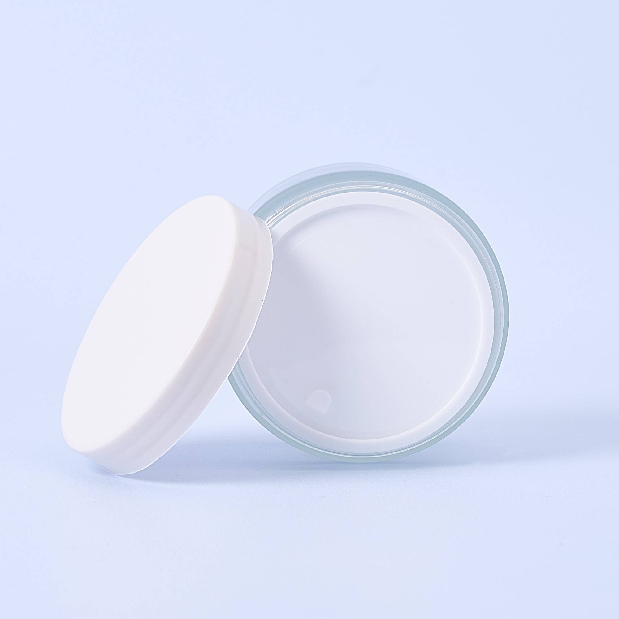 9977 200ml Frosted Glass Container & White Lid - Box of 6