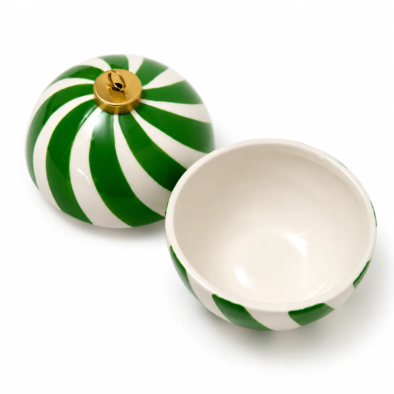 Christmas Green Stripe Bauble Ceramic Candle Jar Christmas Green Stripe Bauble Ceramic Candle Jar