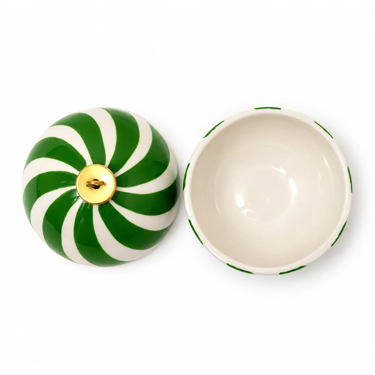 Christmas Green Stripe Bauble Ceramic Candle Jar Christmas Green Stripe Bauble Ceramic Candle Jar