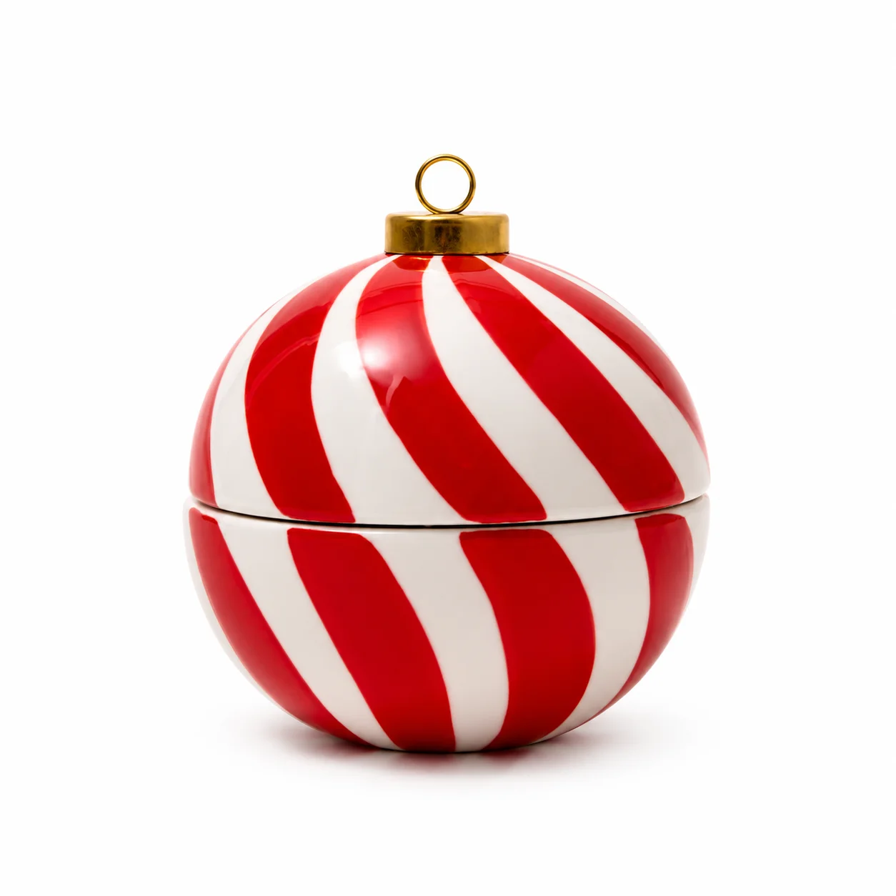 Christmas Red Stripe Bauble Ceramic Candle Jar Christmas Red Stripe Bauble Ceramic Candle Jar