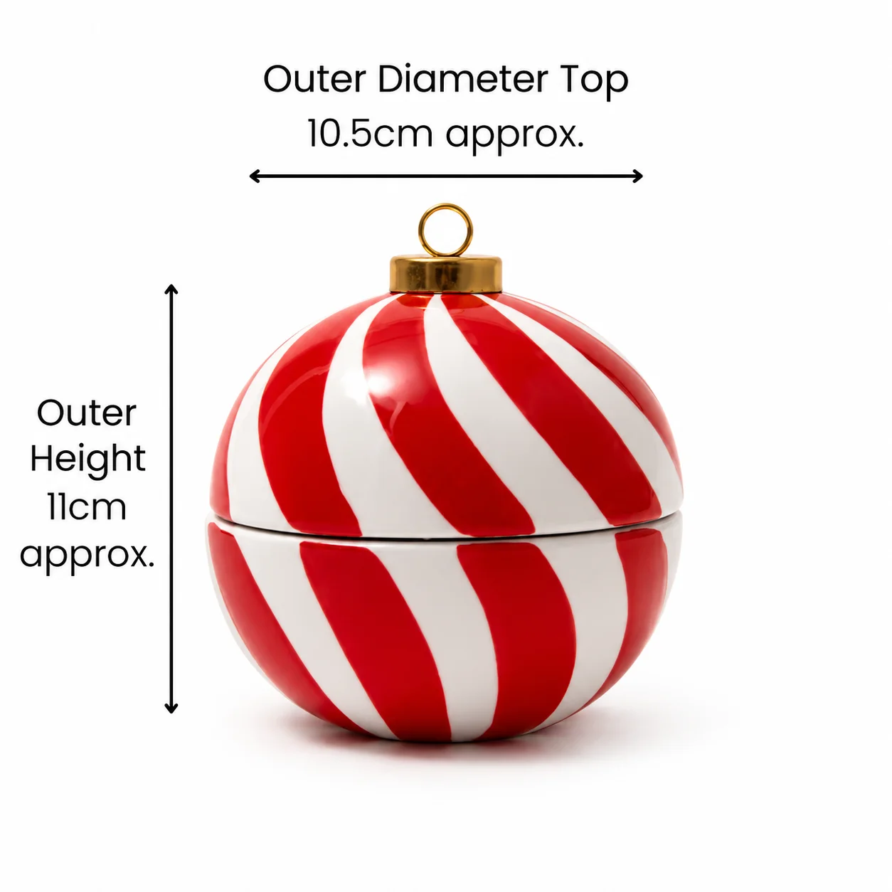 Christmas Red Stripe Bauble Ceramic Candle Jar Christmas Red Stripe Bauble Ceramic Candle Jar