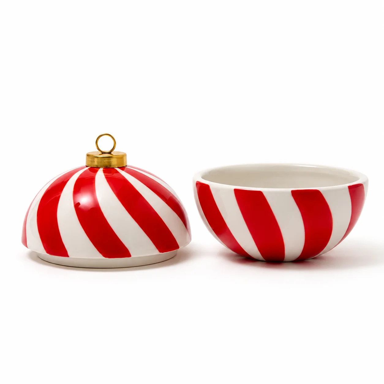 Christmas Red Stripe Bauble Ceramic Candle Jar Christmas Red Stripe Bauble Ceramic Candle Jar