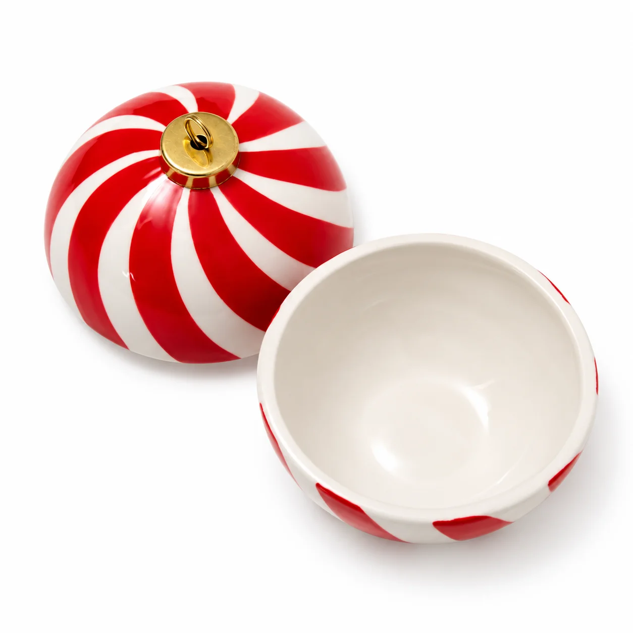 Christmas Red Stripe Bauble Ceramic Candle Jar Christmas Red Stripe Bauble Ceramic Candle Jar