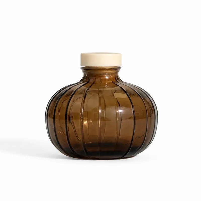 Ribbed Round Diffuser Bottle - Brown Ribbed Round Diffuser Bottle - Brown