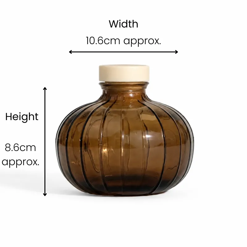 Ribbed Round Diffuser Bottle - Brown, Box of 4 Ribbed Round Diffuser Bottle - Brown, Box of 4