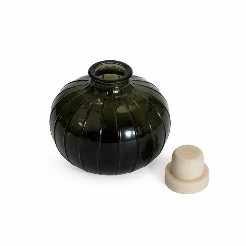 Ribbed Round Diffuser Bottle - Green Ribbed Round Diffuser Bottle - Green