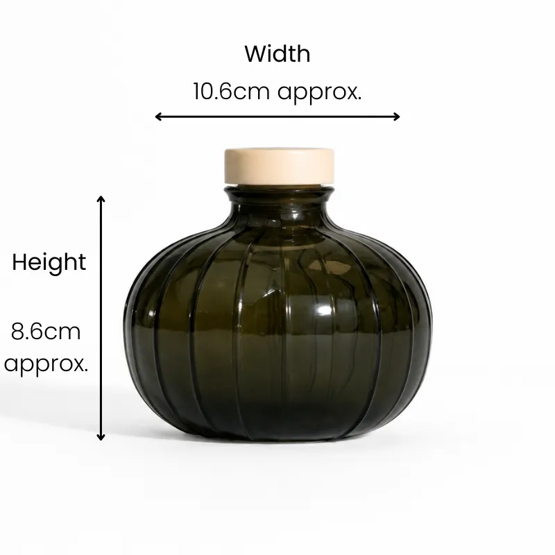 Ribbed Round Diffuser Bottle - Green Ribbed Round Diffuser Bottle - Green
