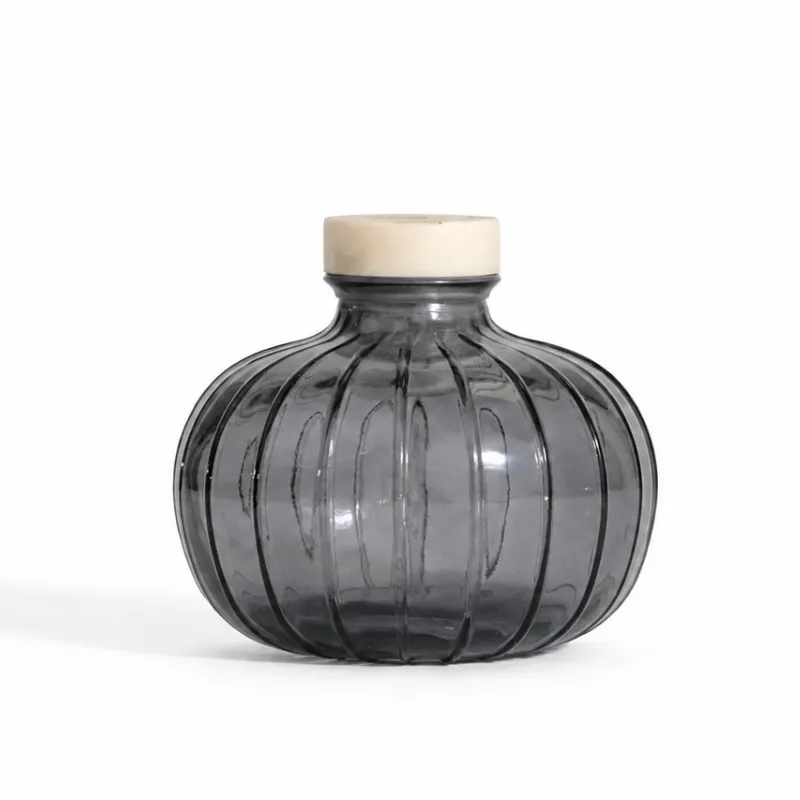 Ribbed Round Diffuser Bottle - Grey Ribbed Round Diffuser Bottle Grey