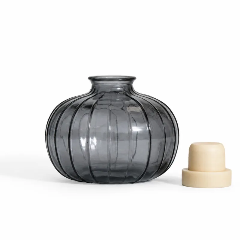 Ribbed Round Diffuser Bottle - Grey Ribbed Round Diffuser Bottle - Grey
