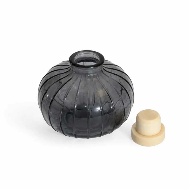 Ribbed Round Diffuser Bottle - Grey Ribbed Round Diffuser Bottle - Grey