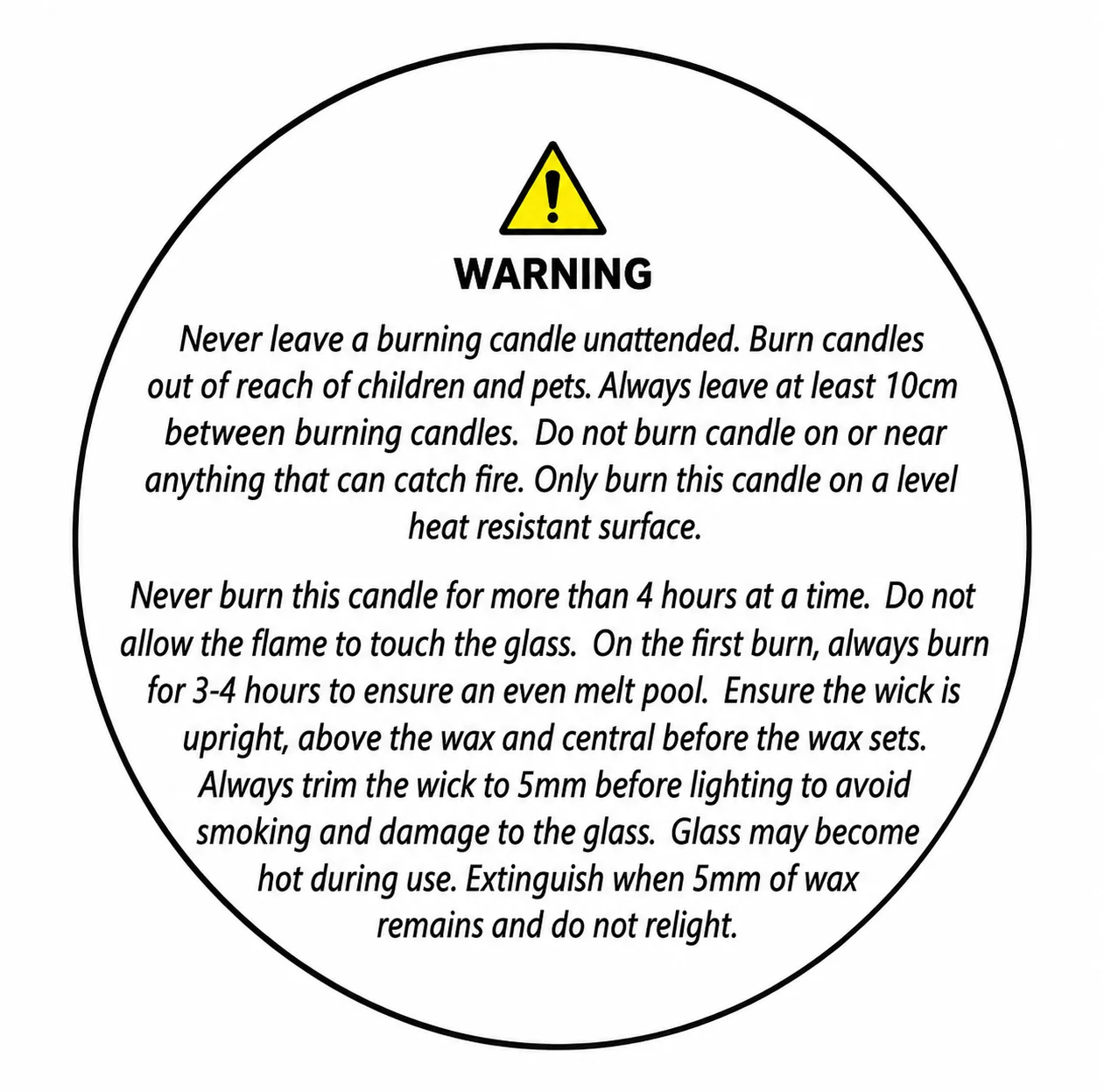 Candle Safety Label - Clear Candle Safety Label - Clear