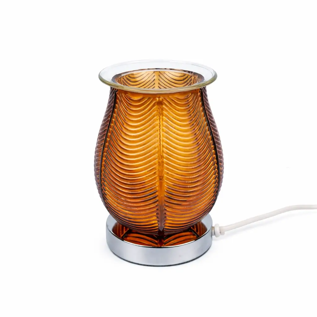 Wax Warmer Ribbed Glass - Amber Wax Warmer Ribbed Glass - Amber