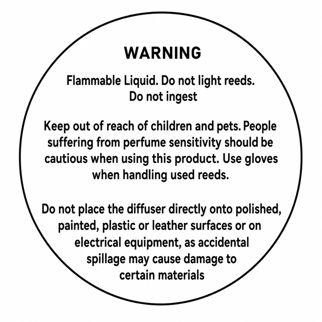 Reed Diffuser Warning Label Reed Diffuser Warning Label