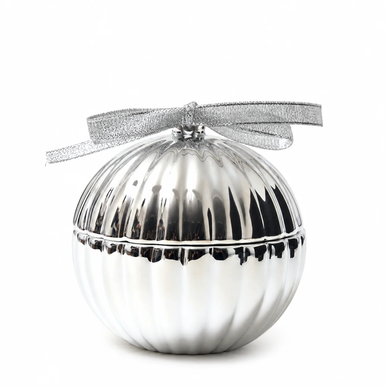 Silver Electroplated Christmas Bauble Glass Jar Silver Electroplated Christmas Bauble Glass Jar