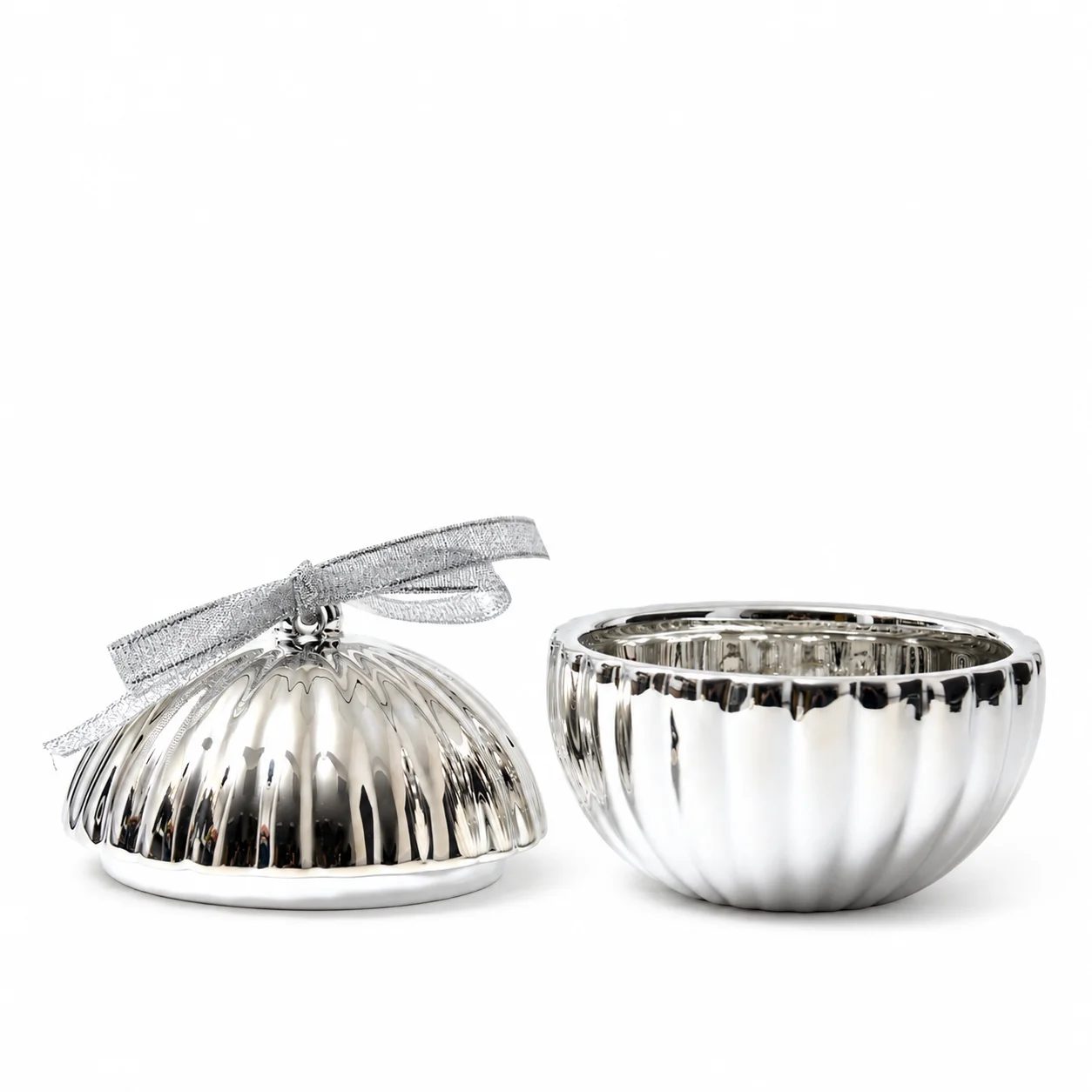 Silver Electroplated Christmas Bauble Glass Jar Silver Electroplated Christmas Bauble Glass Jar