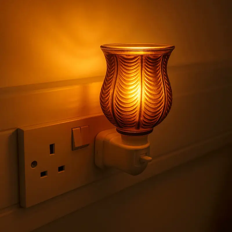 Wax Warmer Ribbed Glass Plug-In - Amber Wax Warmer Ribbed Glass Plug-In - Amber