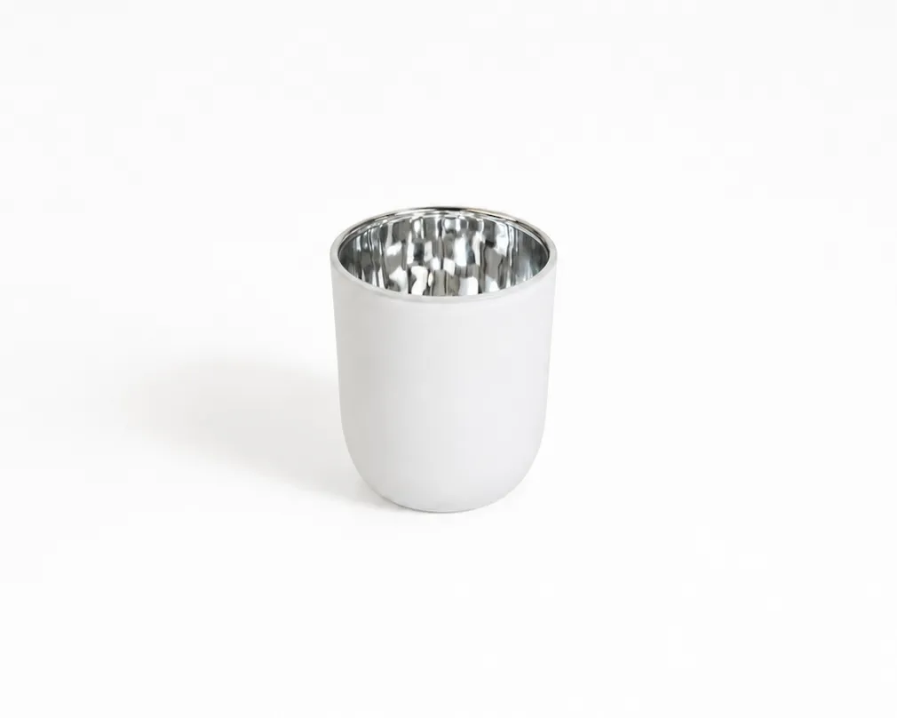 20cl Electro Silver & Matte White Curved Glass 20cl Electro Silver & Matte White Curved Glass