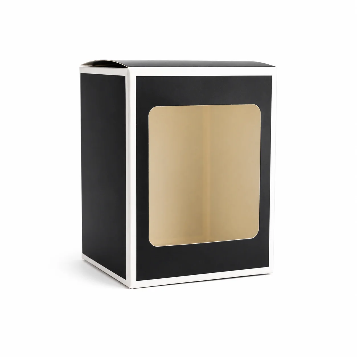 20cl Black Candle Box With White Rim & Window 20cl Black Candle Box With White Rim & Window