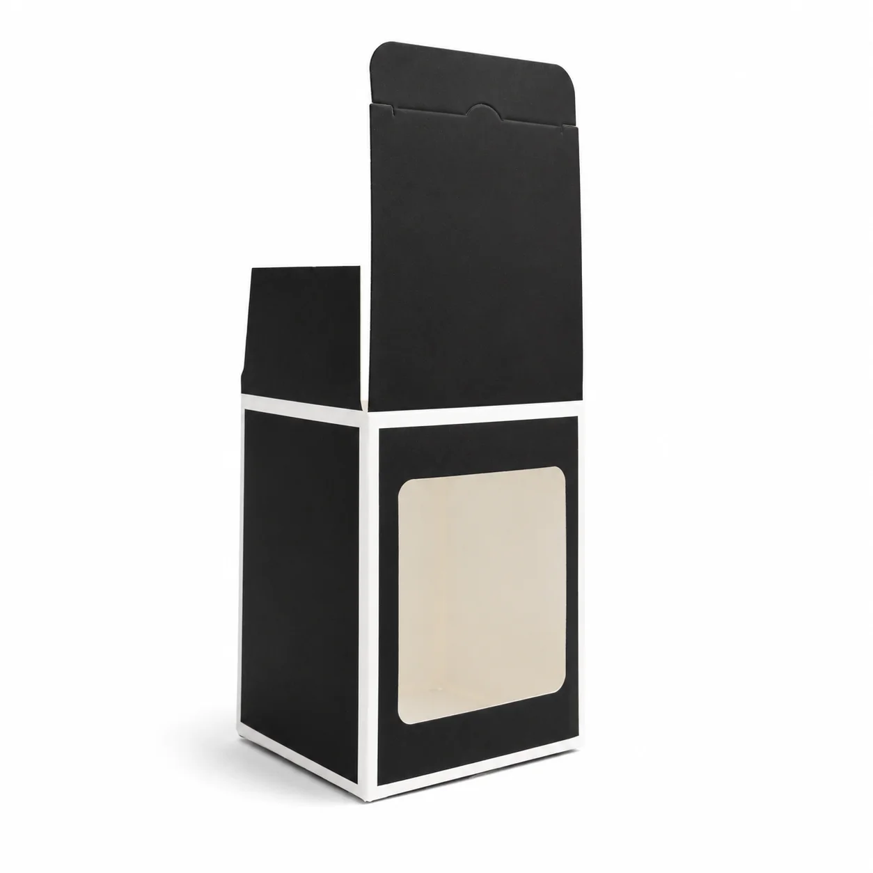 20cl Black Candle Box With White Rim & Window 20cl Black Candle Box With White Rim & Window
