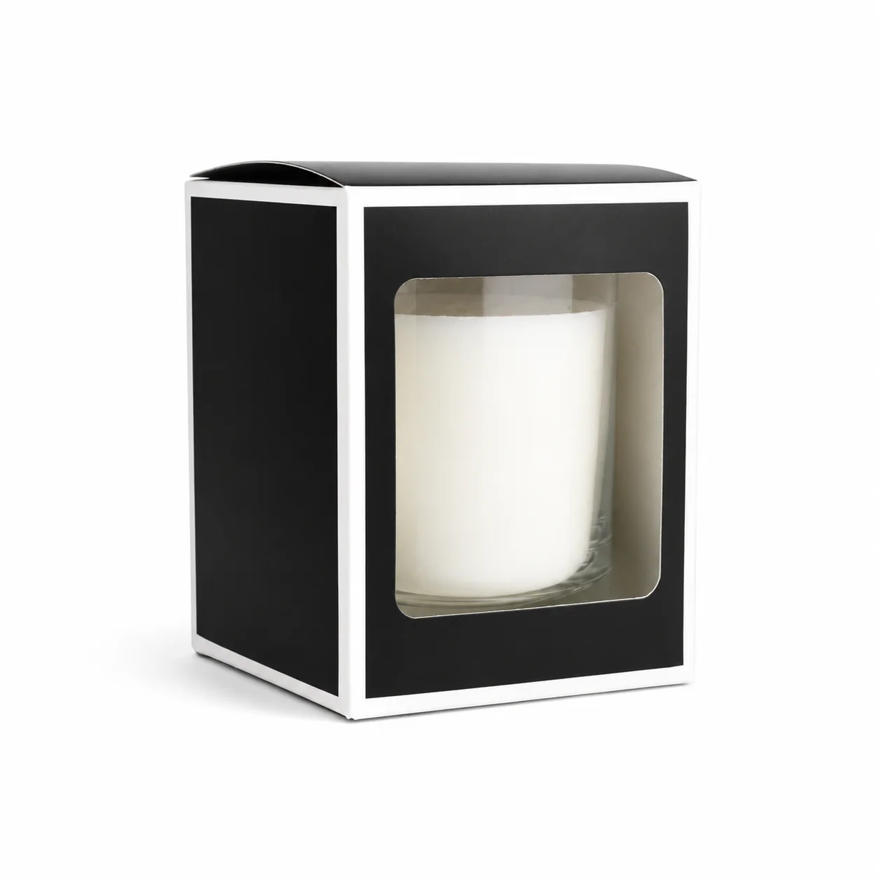 20cl Black Candle Box With White Rim & Window 20cl Black Candle Box With White Rim & Window