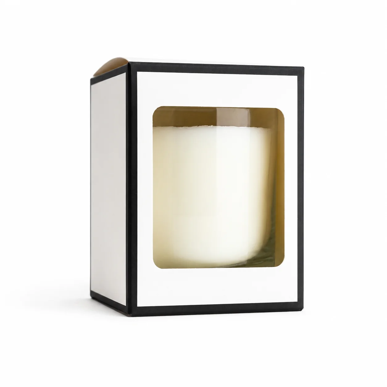 20cl White Candle Box with Black Rim & Window 20cl White Candle Box with Black Rim & Window