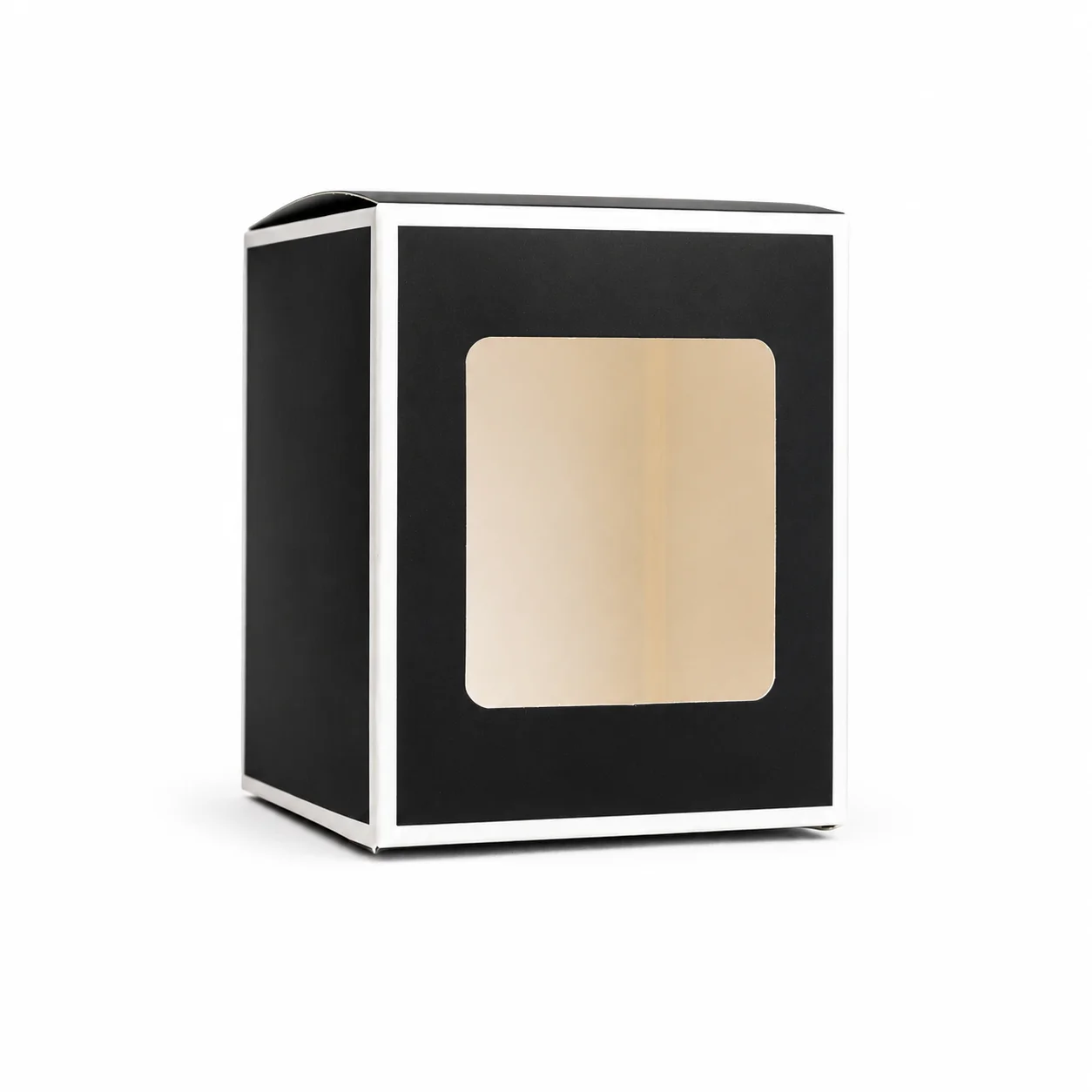 30cl Black Candle Box With White Rim & Window 30cl Black Candle Box With White Rim & Window