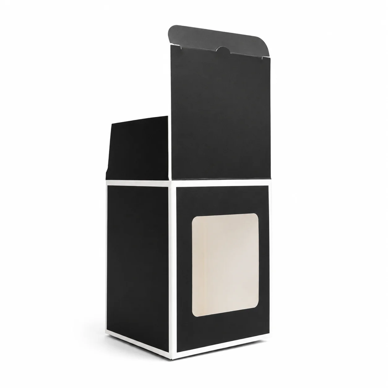 30cl Black Candle Box With White Rim & Window 30cl Black Candle Box With White Rim & Window