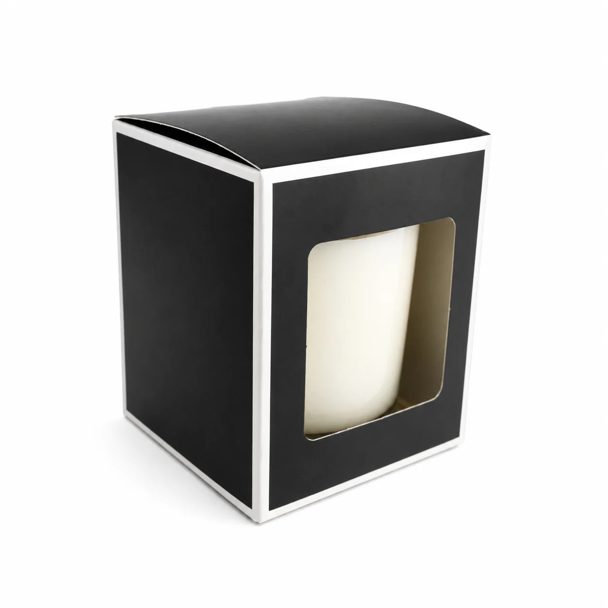 30cl Black Candle Box With White Rim & Window 30cl Black Candle Box With White Rim & Window
