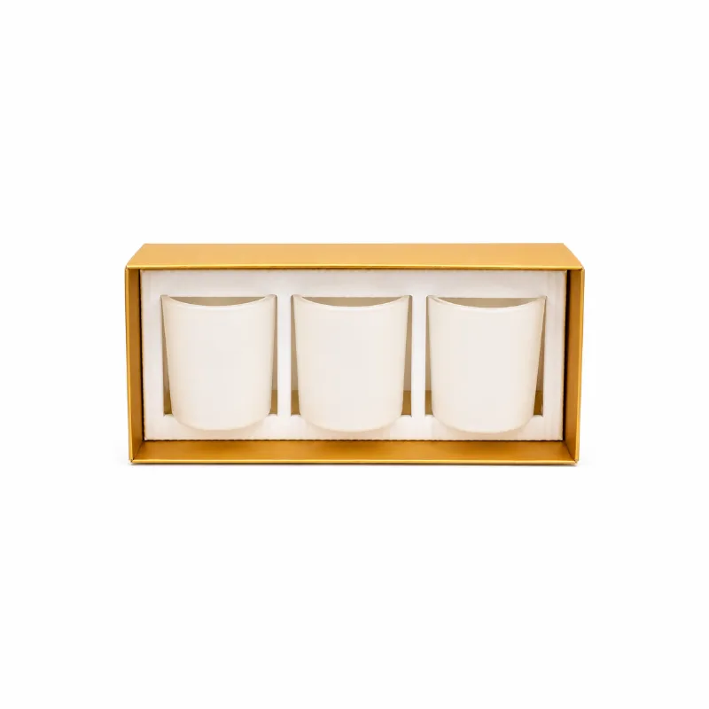 LBOX025_2 9cl Trio Luxury Candle Box, Gold