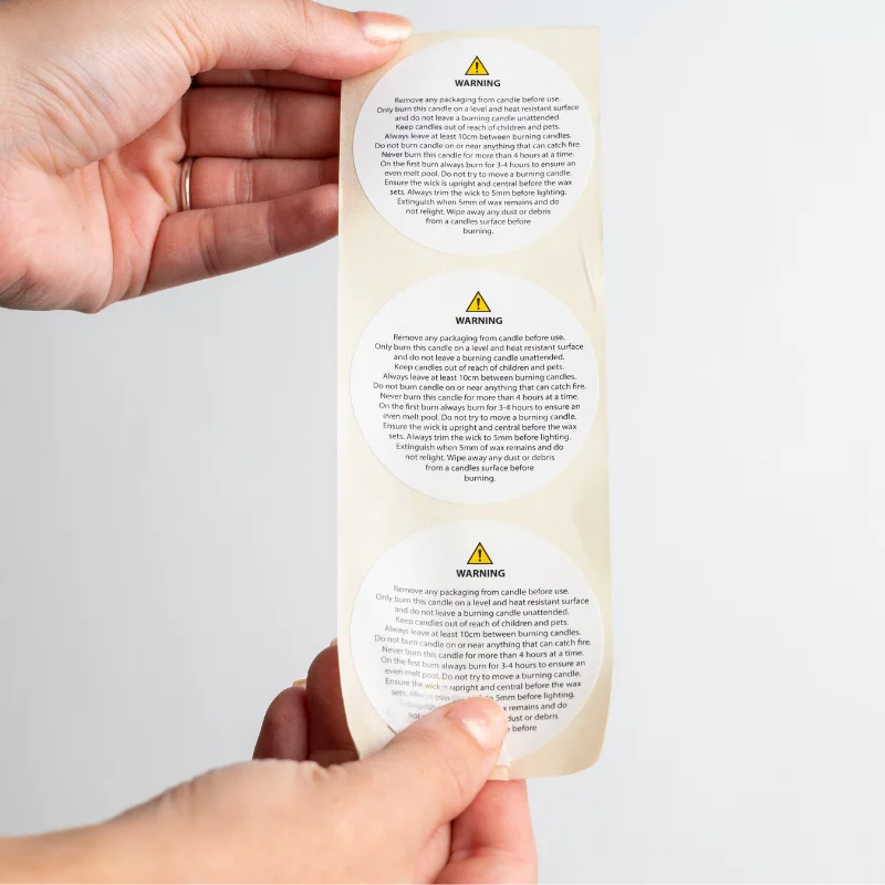 Pillar Candle Safety Label Pillar Candle Safety Label