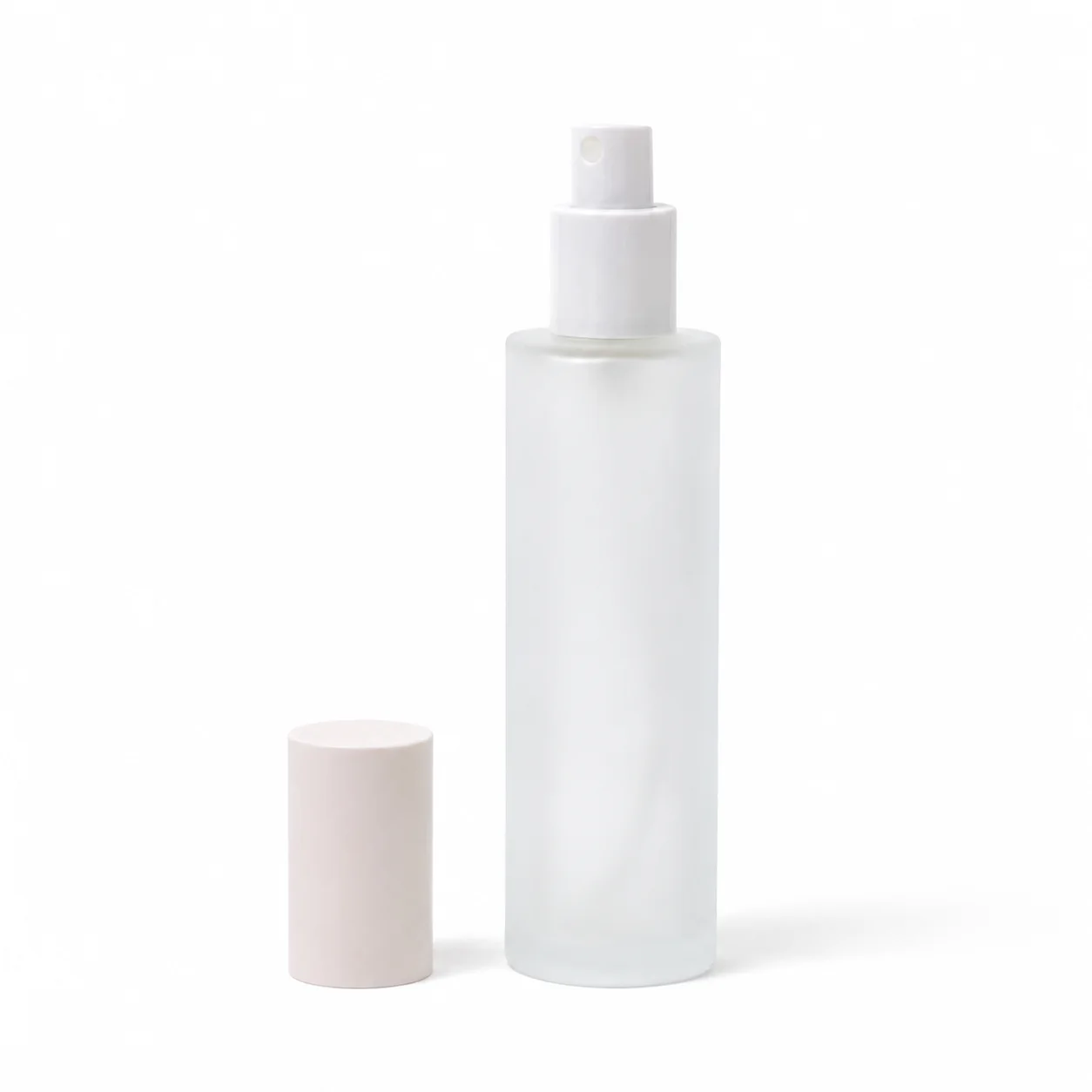 100ml Frosted Glass Bottle with White Pump & Lid 100ml Frosted Glass Bottle with White Pump & Lid