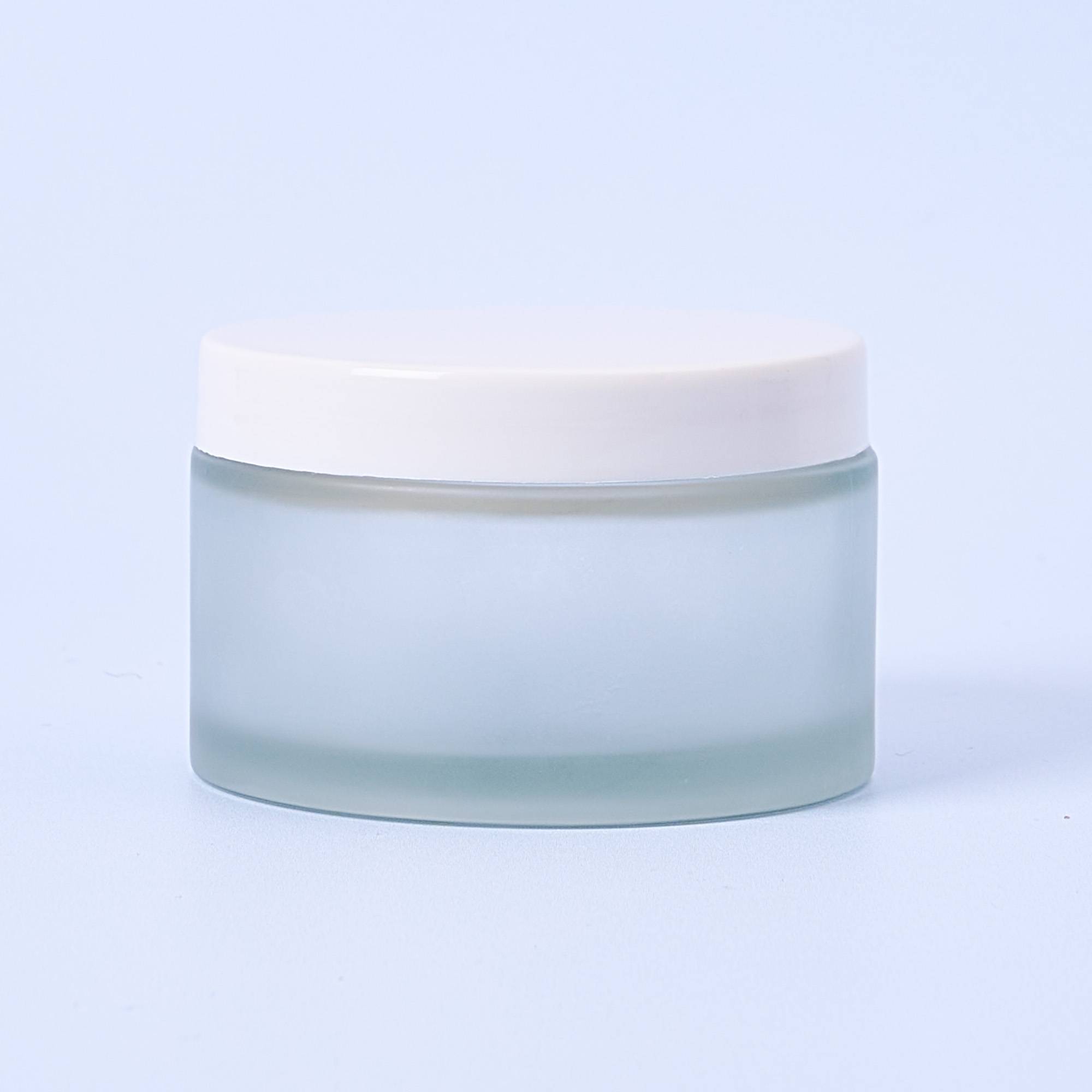 9978 200ml Frosted Glass Container & White Lid - Box of 6