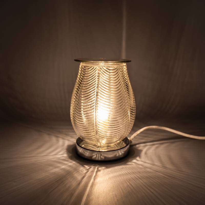 11961 Wax Warmer Ribbed Glass Clear