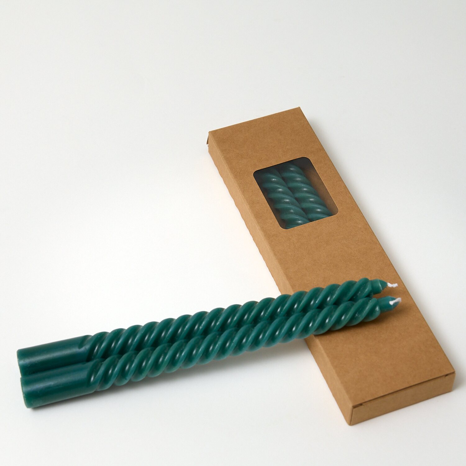 TCANDLES06_3_Web Green Twisted Candles - Pack of 4