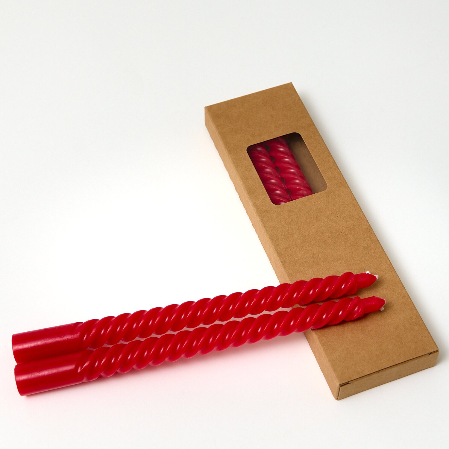 TCANDLES08_3_Web Red Twisted Candles - Pack of 4