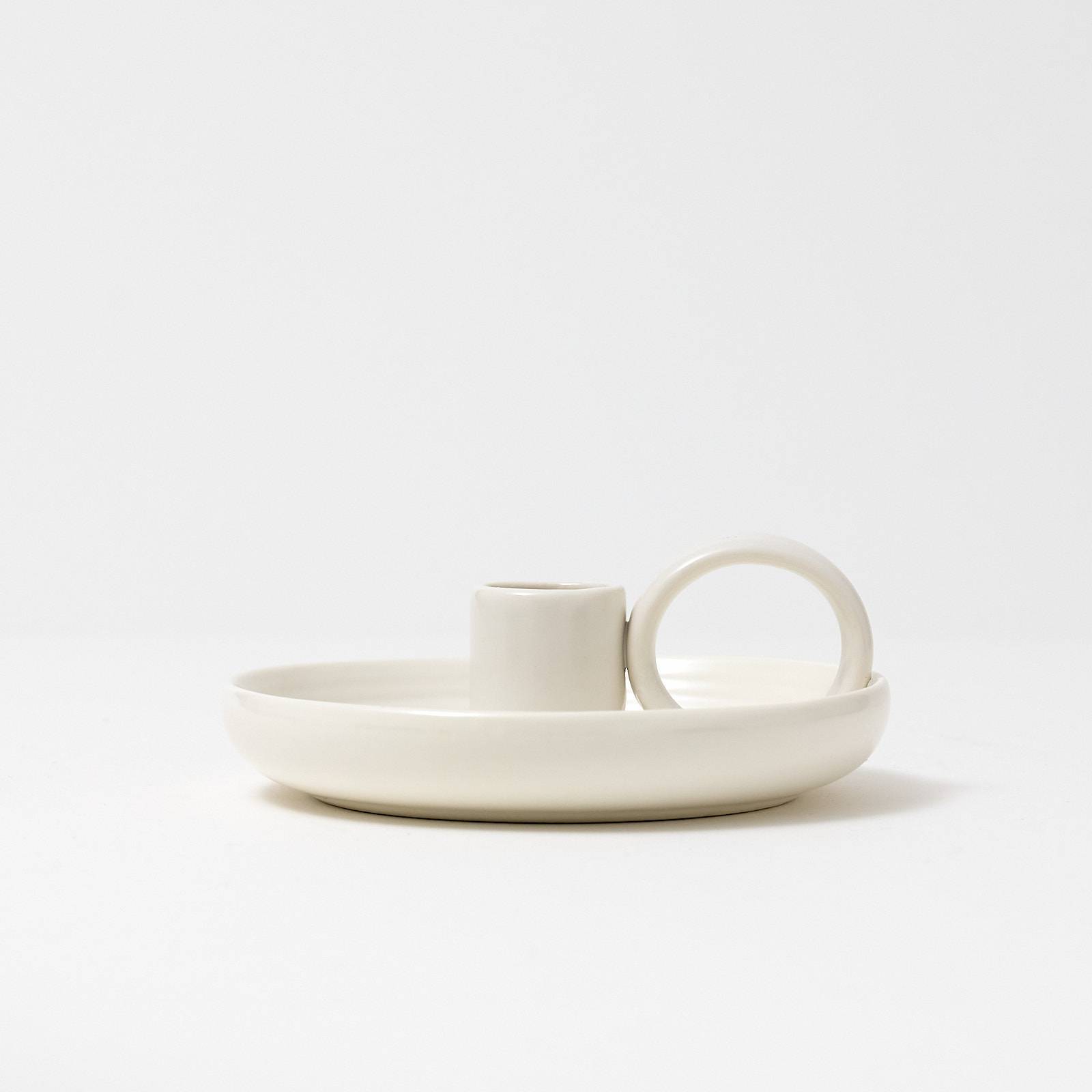 12315 Ceramic Single Candle Holder - White