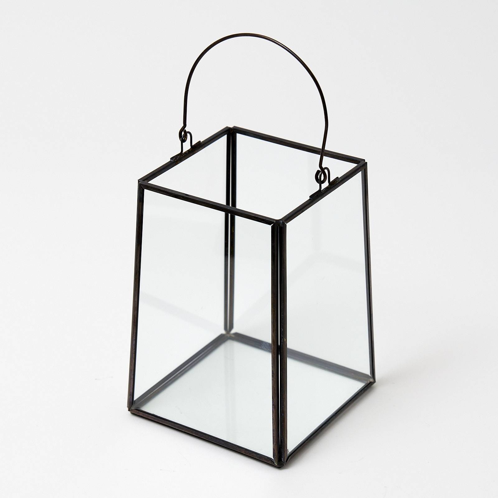 12322 Small Glass Lantern - Black