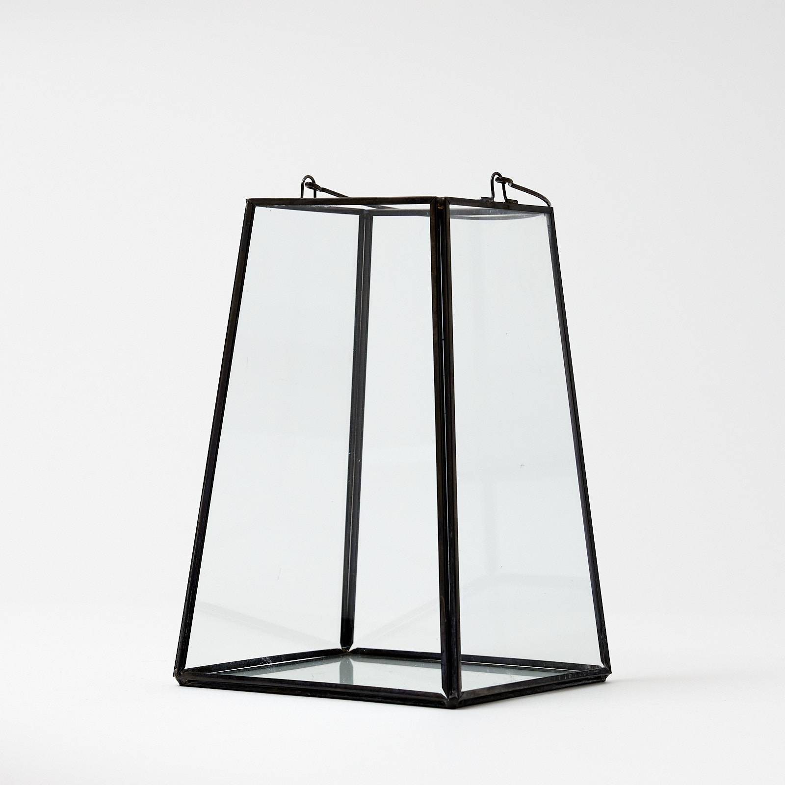 12330 Medium Glass Lantern - Black