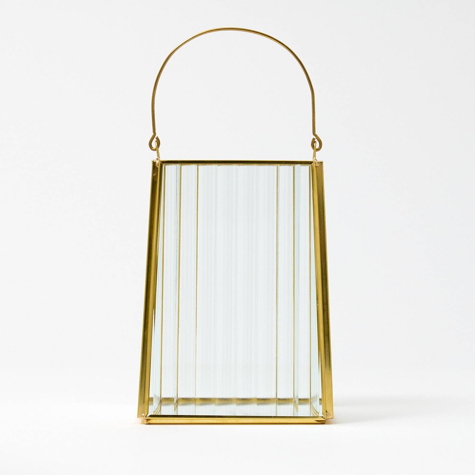 12341 Small Glass Lantern - Gold Ribbed