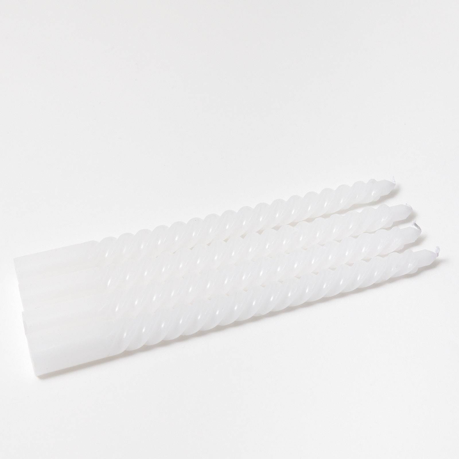 12394 White Twisted Candles - Pack of 4