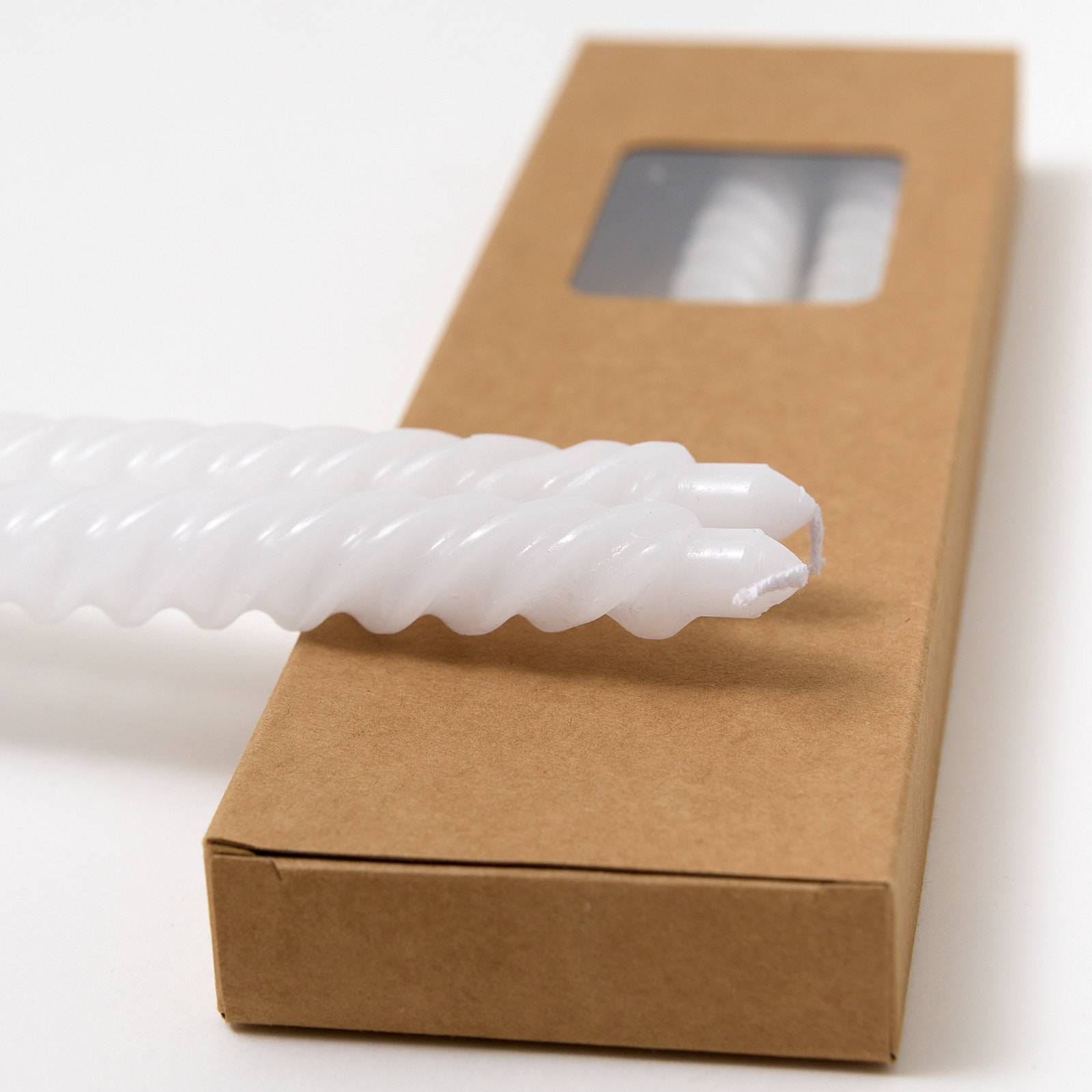 12396 White Twisted Candles - Pack of 4