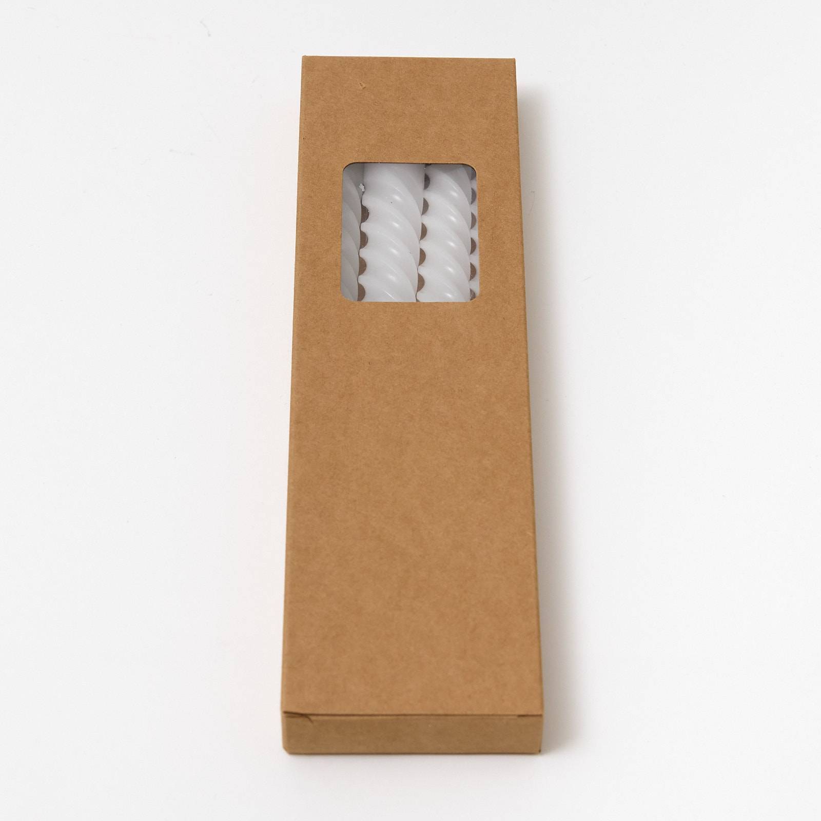 12407 White Twisted Candles - Pack of 4