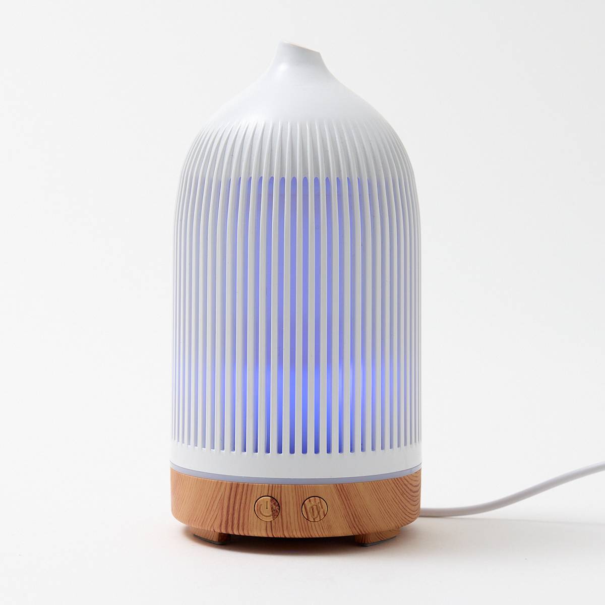 12477 Electric 150ml Plastic White with Wood Effect Ribbed Diffuser