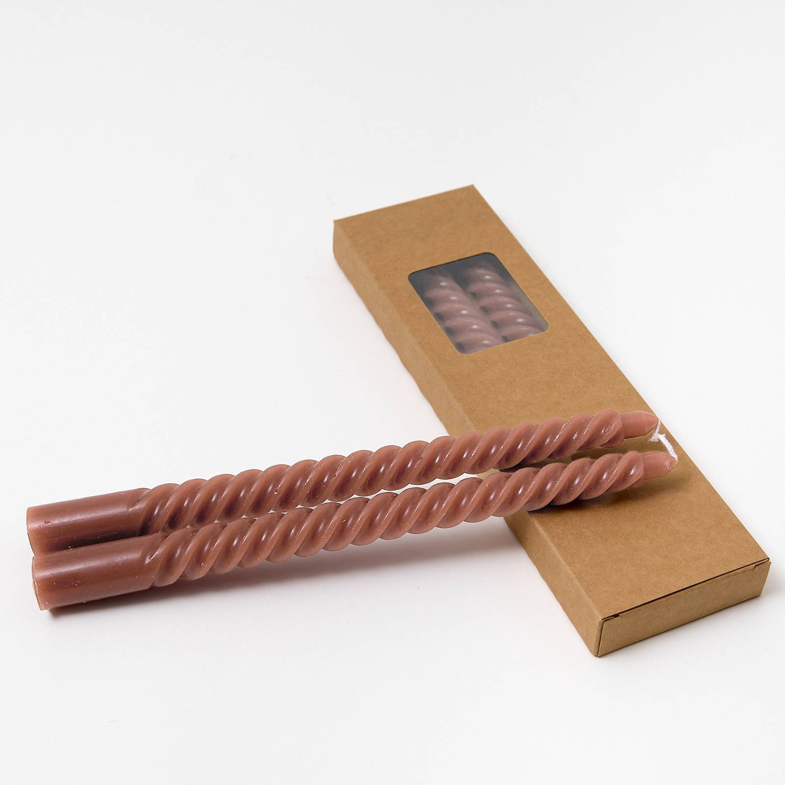 12532 Brown Twisted Candles - Pack of 4