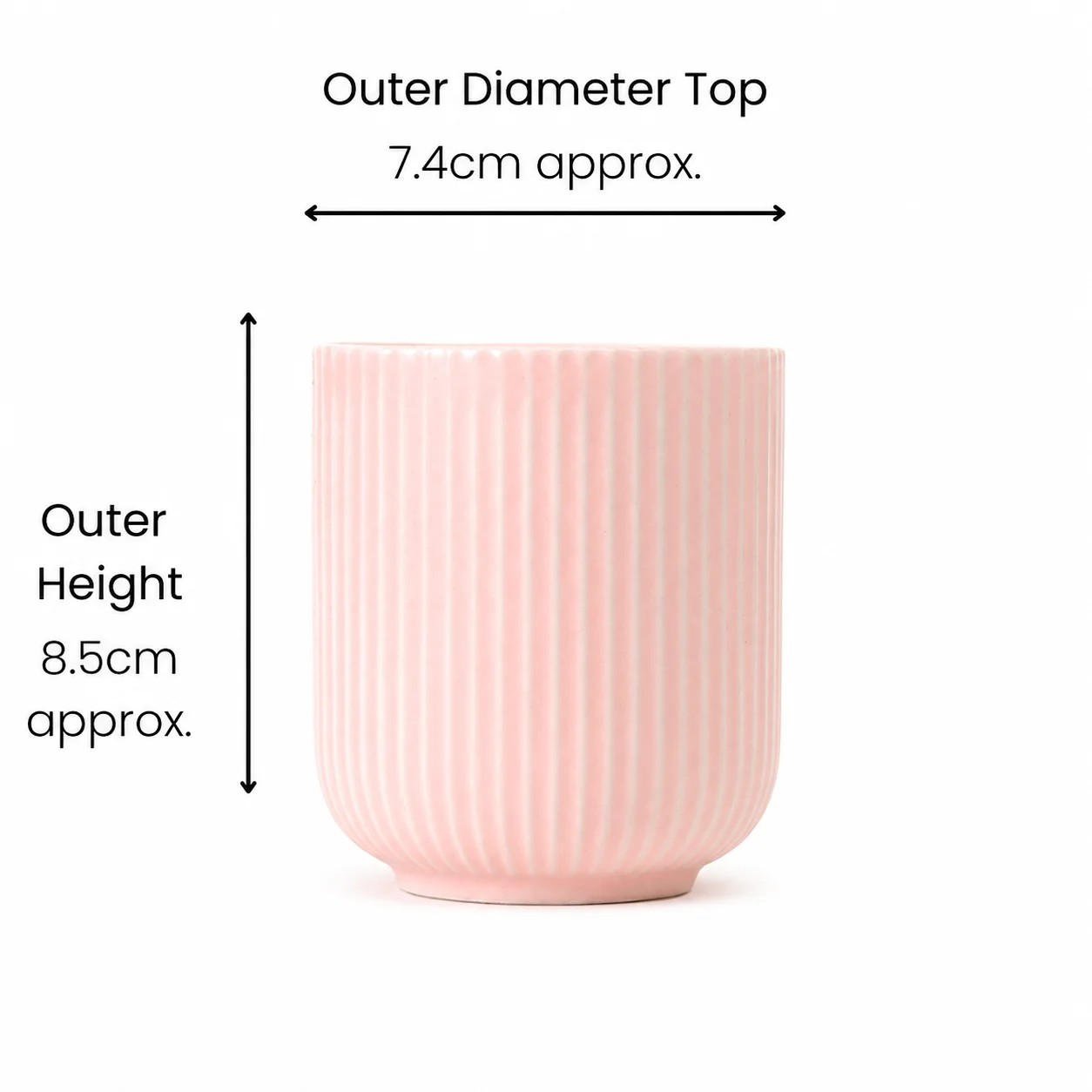 200ml Pink Ceramic Jar with Vertical Rib 200ml Pink Ceramic Jar with Vertical Rib